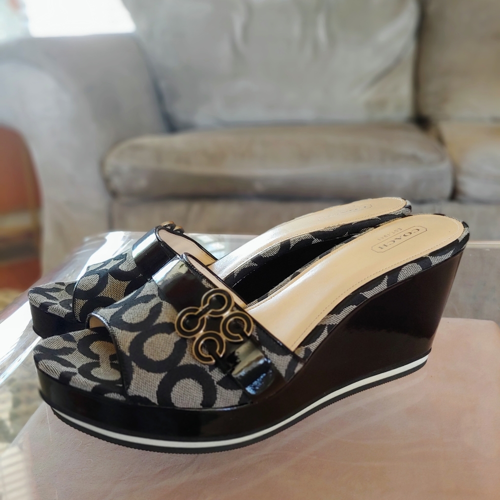 Coach Geri Logo Slip on  Wedge Shoes